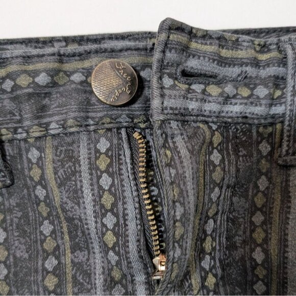 Free People Striped Jeans Womens 26 Geometric Cropped Skinny Boho Statement - Picture 8 of 10